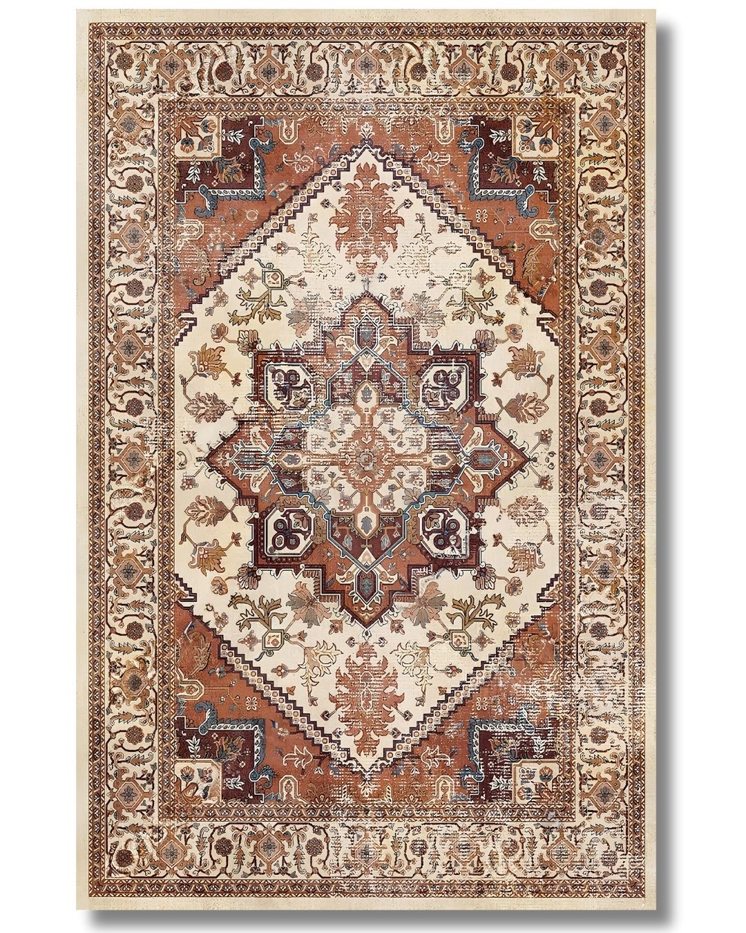 Ottoman - Vintage Desenli Halı - Pamuk Dokuma Taban