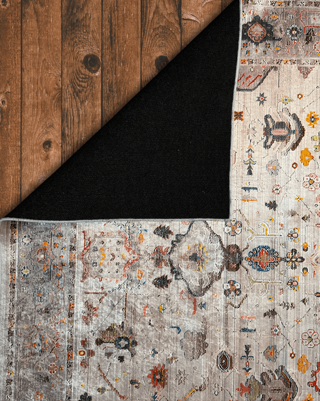 Retro Esintili Yıkanabilir Halı – Pamuk Dokuma Taban - OEKO-TEX Sertifikalı