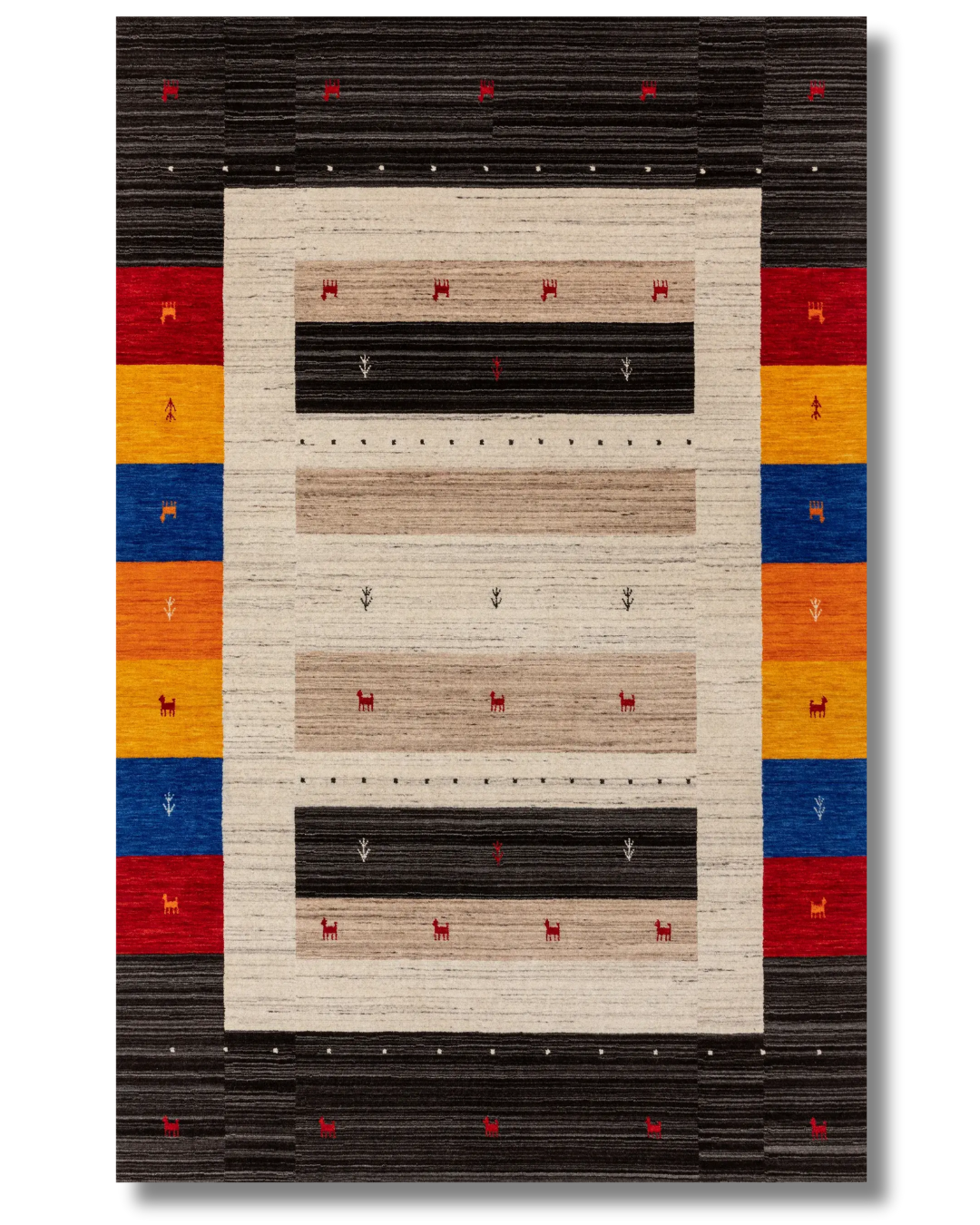 Jamal Dark - Pamuk Dokuma Taban - Kırsal Desenli Modern Halı