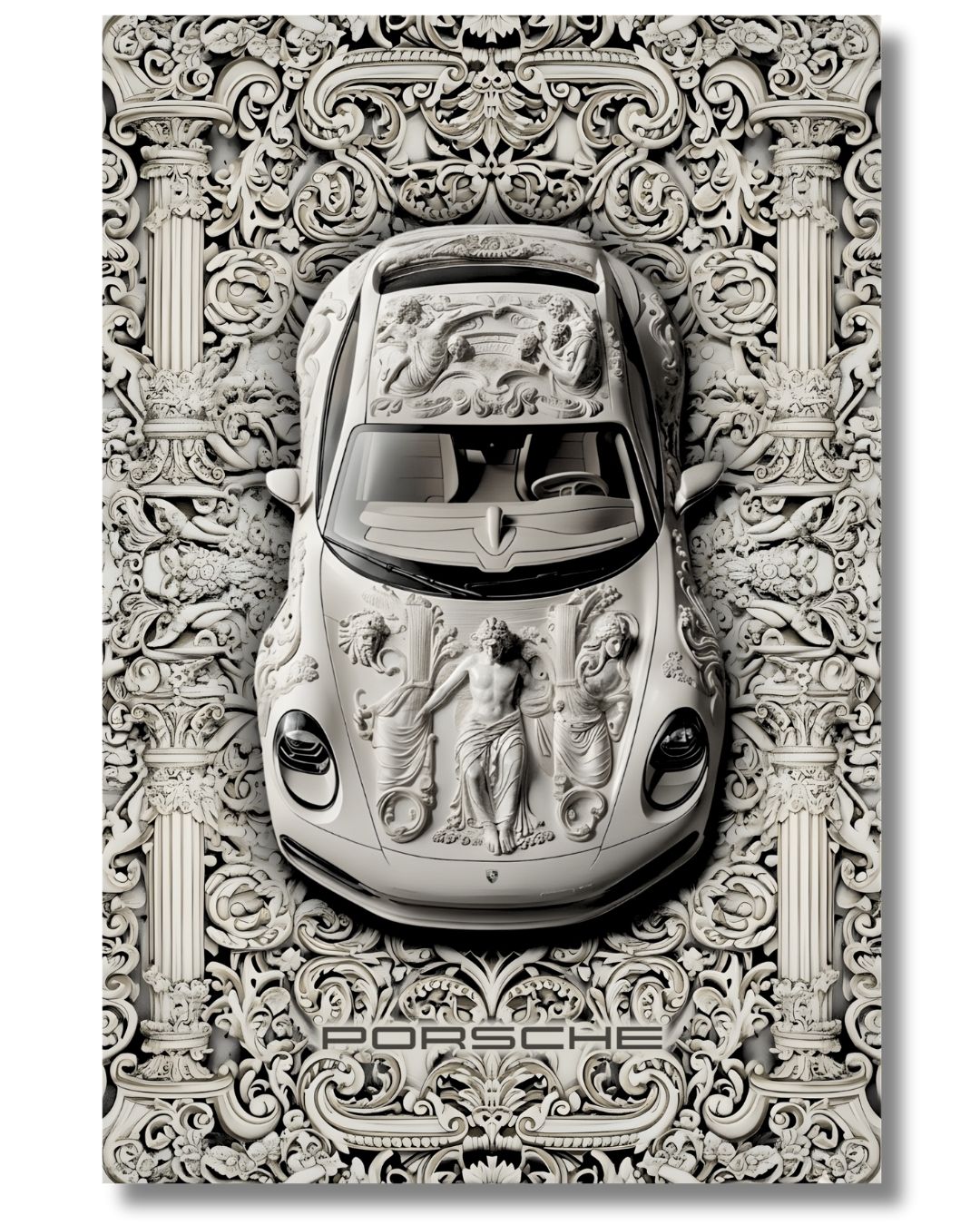 Porsche Concept X Antique - Heykel Motifli Halı