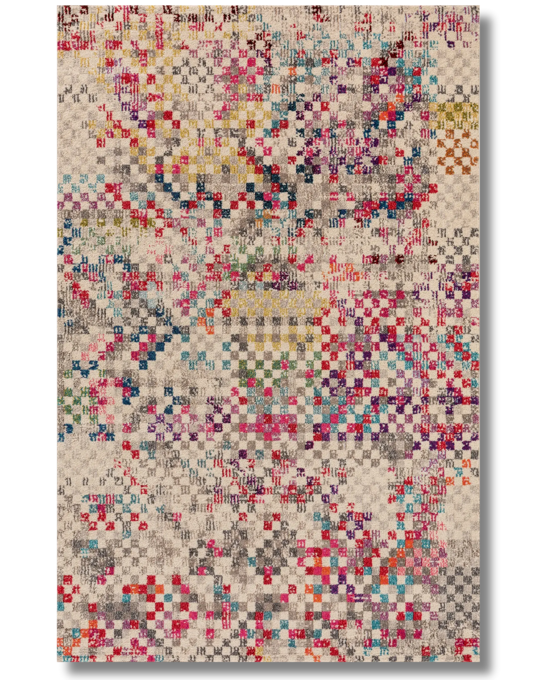 Piksel - Pamuk Dokuma Taban - Kırsal Desenli Modern Halı