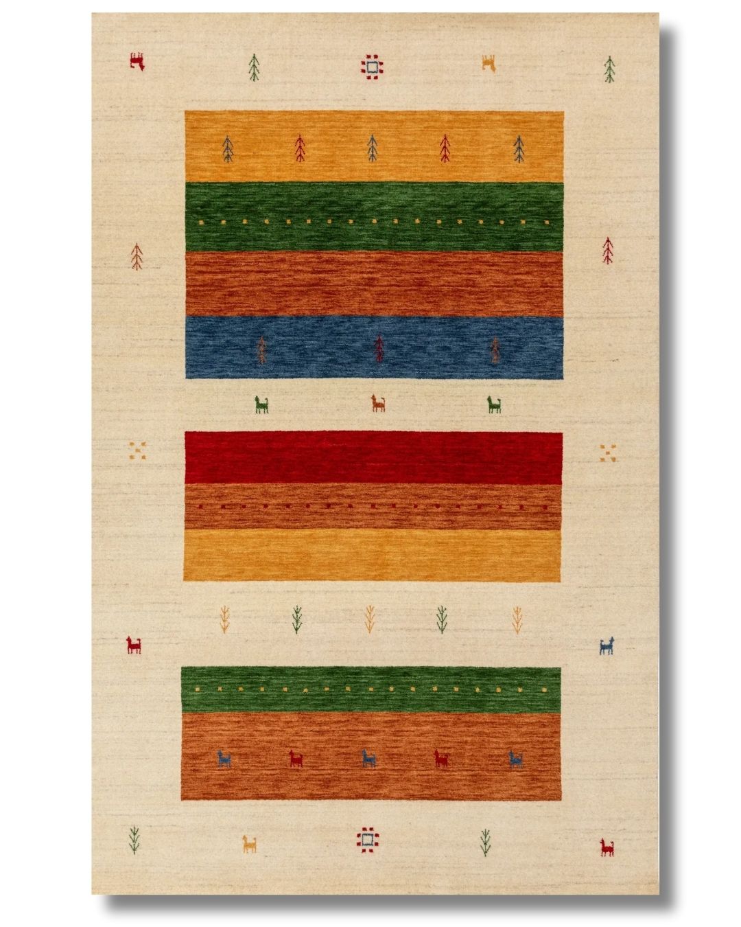 Camel - Pamuk Dokuma Taban - Kırsal Desenli Modern Halı