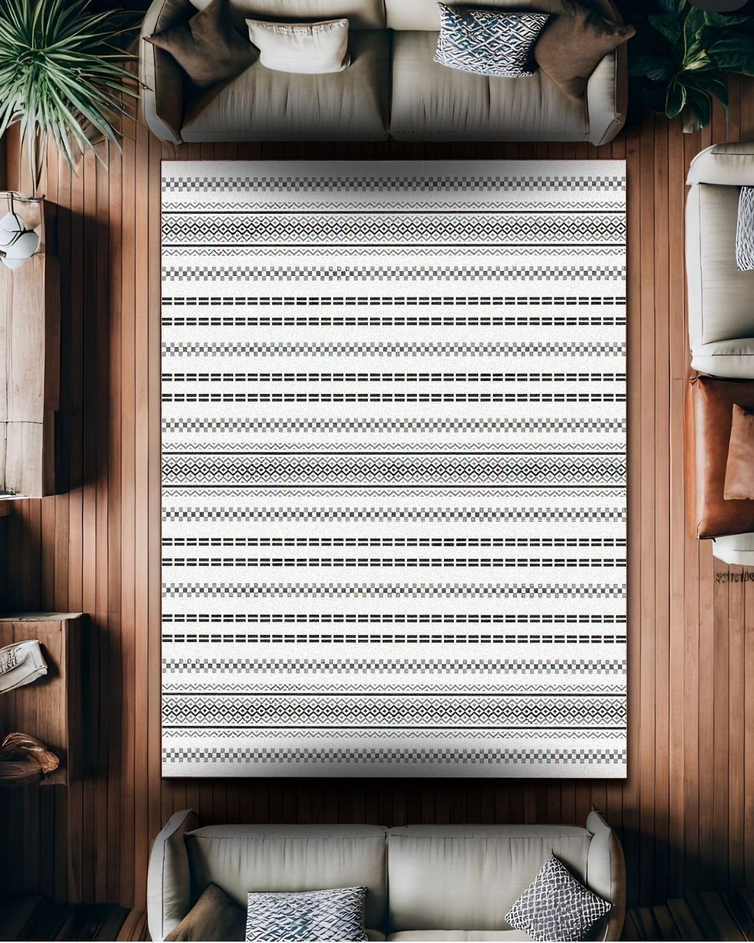 Orion - İskandinav Minimal Desen Halı - Leke Tutmaz, Pamuk Dokuma Taban